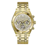 Original GUESS Mens Sport Multifunction 44mm Watch– Gold-Tone Stainless Steel Case with Crystal Dial Bracelet Gold-Tone ONE-1