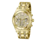 Original GUESS Mens Sport Multifunction 44mm Watch– Gold-Tone Stainless Steel Case with Crystal Dial Bracelet Gold-Tone ONE-1