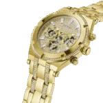 Original GUESS Mens Sport Multifunction 44mm Watch– Gold-Tone Stainless Steel Case with Crystal Dial Bracelet Gold-Tone ONE-1