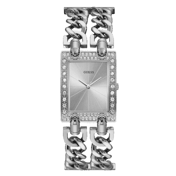 Original GUESS-W1121L1-SILVER TONE STAINLESS AND SILVER MULTI-CHAIN BRACELET-ADJUSTBLE-G-LINK-28mm-1