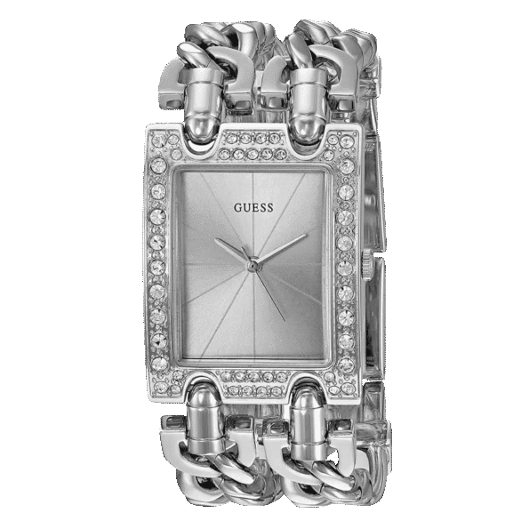 Original GUESS-W1121L1-SILVER TONE STAINLESS AND SILVER MULTI-CHAIN BRACELET-ADJUSTBLE-G-LINK-28mm-2
