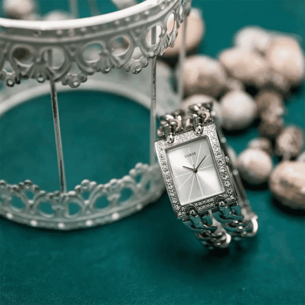 Original GUESS-W1121L1-SILVER TONE STAINLESS AND SILVER MULTI-CHAIN BRACELET-ADJUSTBLE-G-LINK-28mm-5