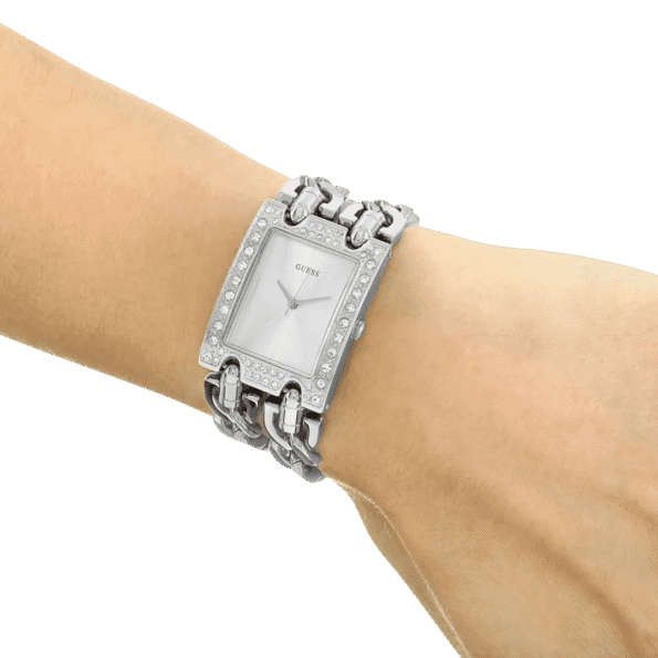 Original GUESS-W1121L1-SILVER TONE STAINLESS AND SILVER MULTI-CHAIN BRACELET-ADJUSTBLE-G-LINK-28mm-7