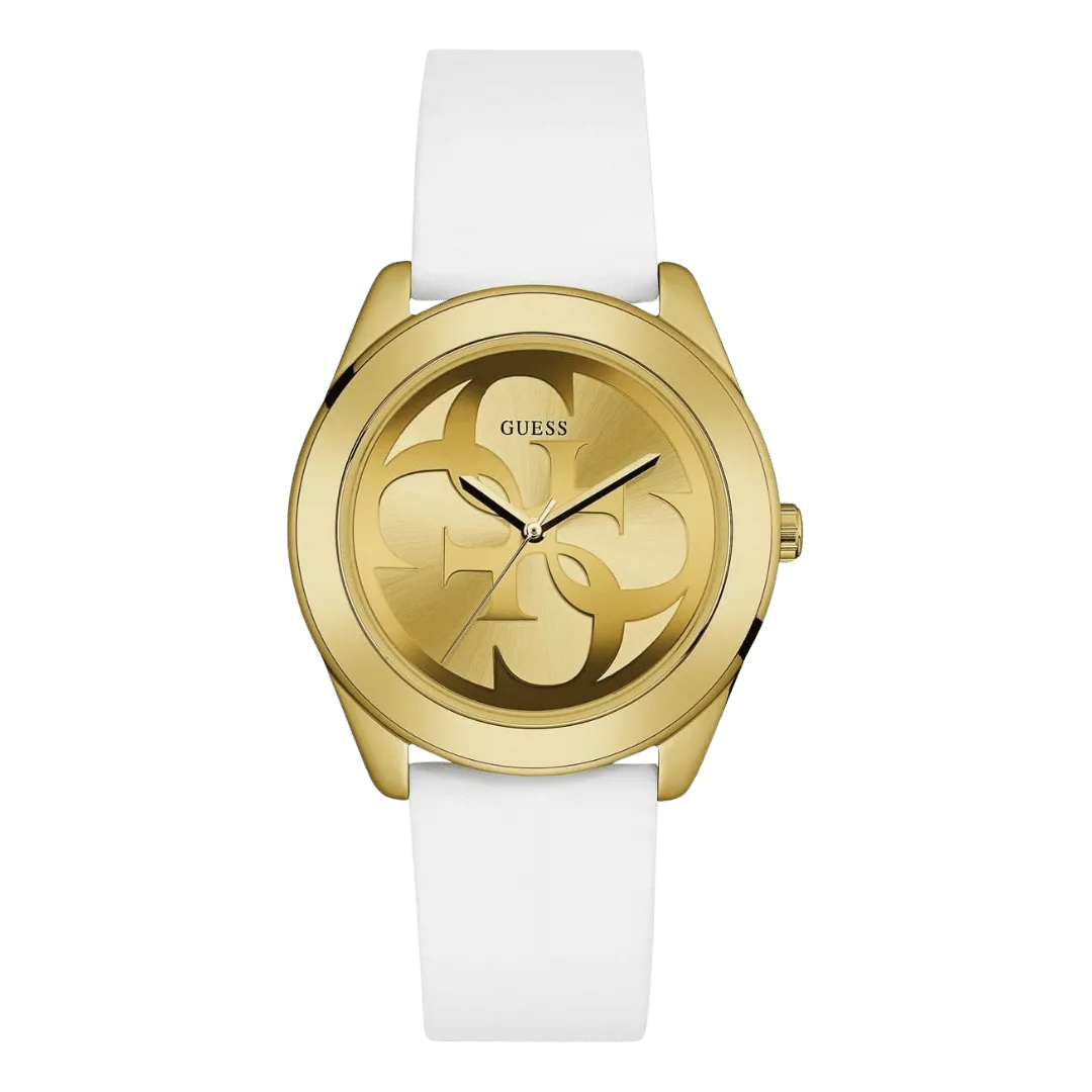 Original Guess Gold Dial Analog Women's Watch-W0911L7-White Strap-40mm-1