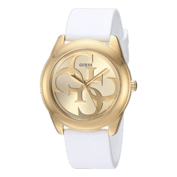 Original Guess Gold Dial Analog Women's Watch-W0911L7-White Strap-40mm-2