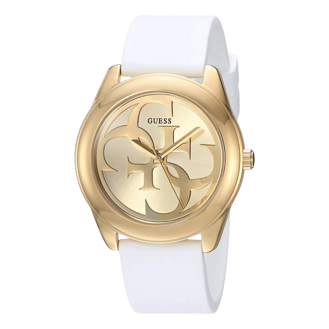 Original Guess Gold Dial Analog Women's Watch-W0911L7-White Strap-40mm-2