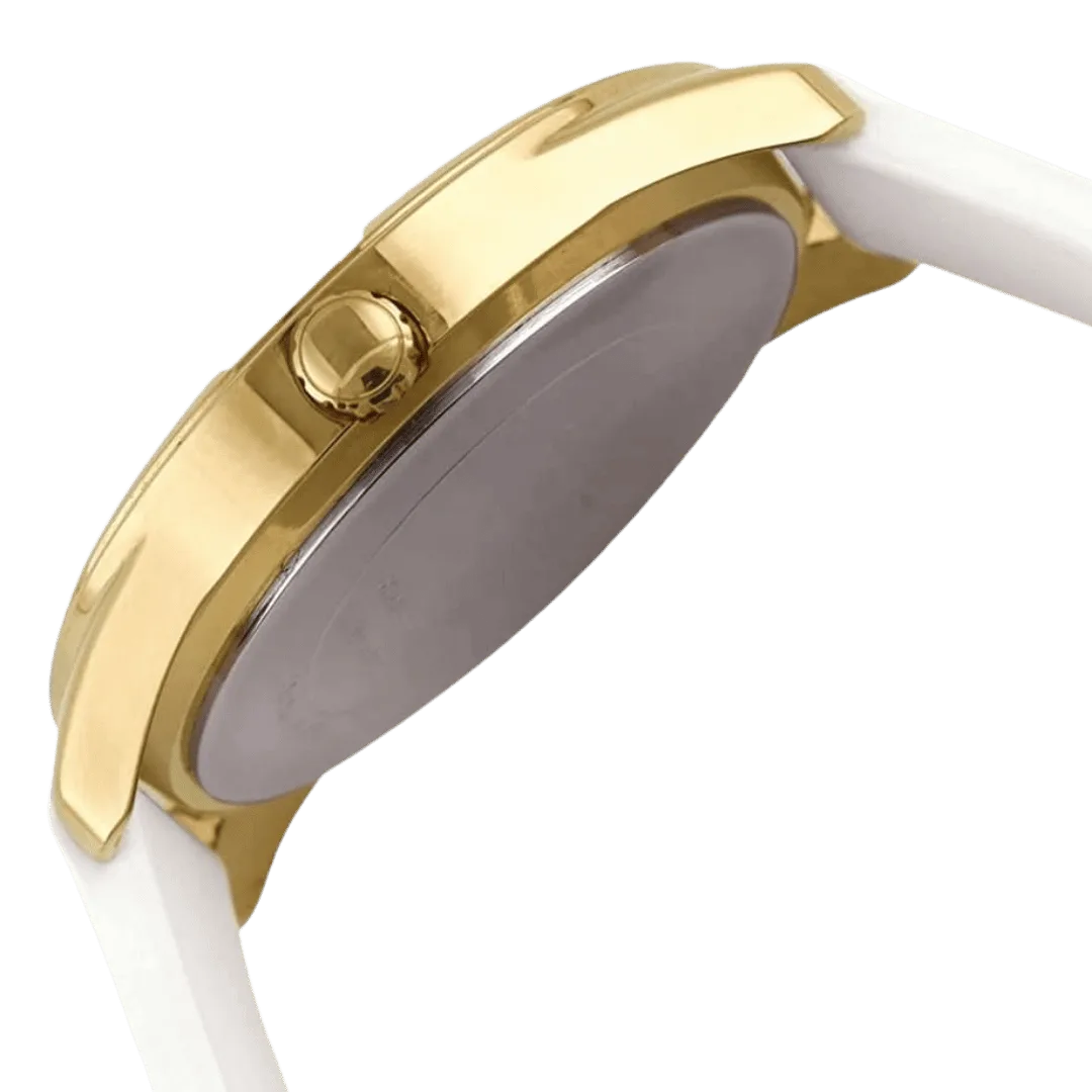 Original Guess Gold Dial Analog Women's Watch-W0911L7-White Strap-40mm-4