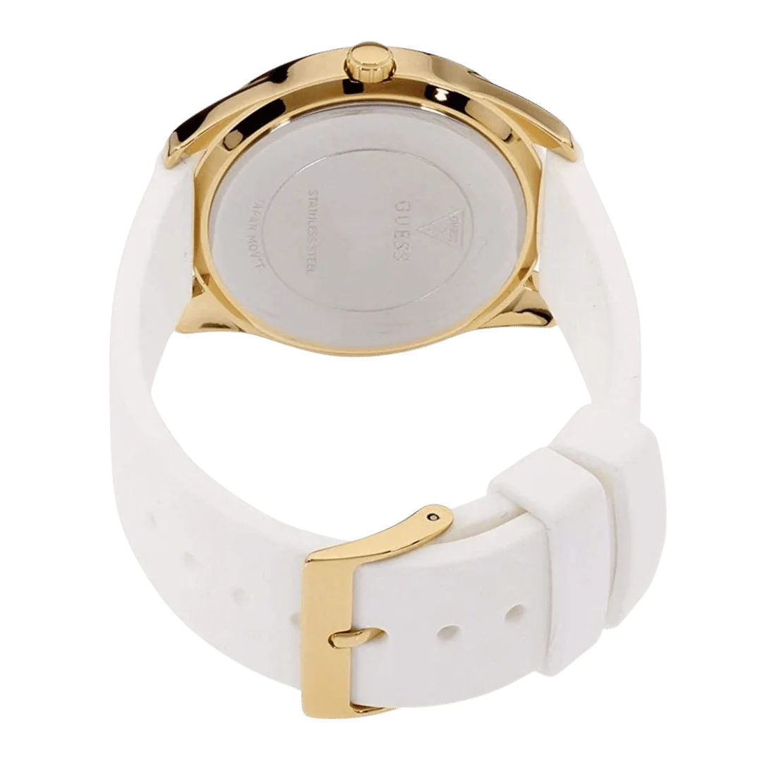 Original Guess Gold Dial Analog Women's Watch-W0911L7-White Strap-40mm-5