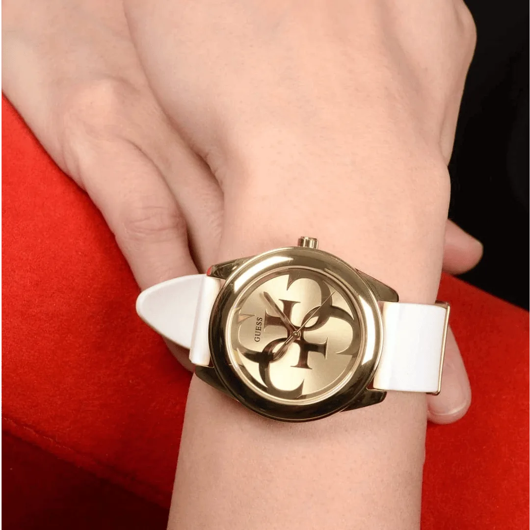 Original Guess Gold Dial Analog Women's Watch-W0911L7-White Strap-40mm-6