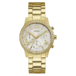 Original Guess Solar Crystal Gold Dial Ladies Watch W1069L2 - 40mm