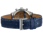 Original Guess W1057L1 Chronograph Contrast Round Genuine Leather-Stitched Analog Watch for Women-Blue-38mm-2