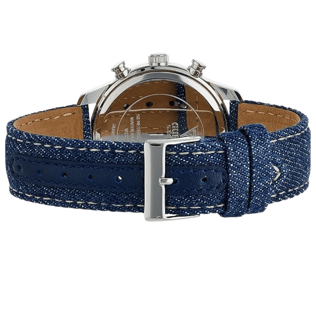 Original Guess W1057L1 Chronograph Contrast Round Genuine Leather-Stitched Analog Watch for Women-Blue-38mm-1 Original Guess W1057L1 Chronograph Contrast Round Genuine Leather-Stitched Analog Watch for Women-Blue-38mm-1