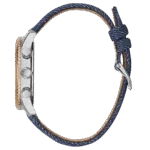 Original Guess W1057L1 Chronograph Contrast Round Genuine Leather-Stitched Analog Watch for Women-Blue-38mm-2