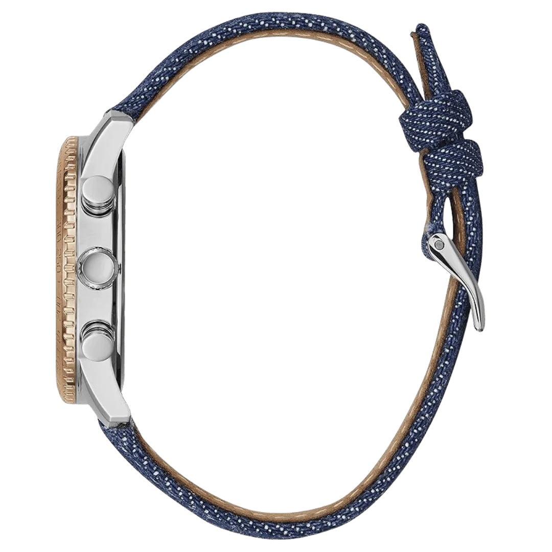 Original Guess W1057L1 Chronograph Contrast Round Genuine Leather-Stitched Analog Watch for Women-Blue-38mm-4 Original Guess W1057L1 Chronograph Contrast Round Genuine Leather-Stitched Analog Watch for Women-Blue-38mm-4