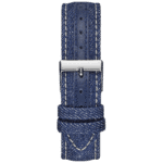 Original Guess W1057L1 Chronograph Contrast Round Genuine Leather-Stitched Analog Watch for Women-Blue-38mm-2