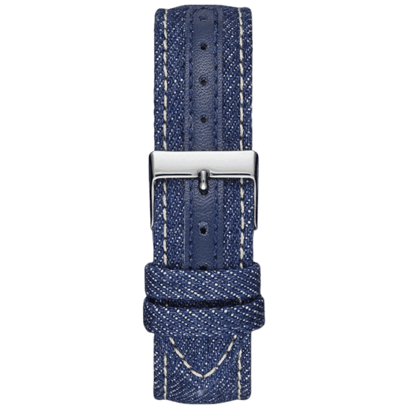 Original Guess W1057L1 Chronograph Contrast Round Genuine Leather-Stitched Analog Watch for Women-Blue-38mm-5