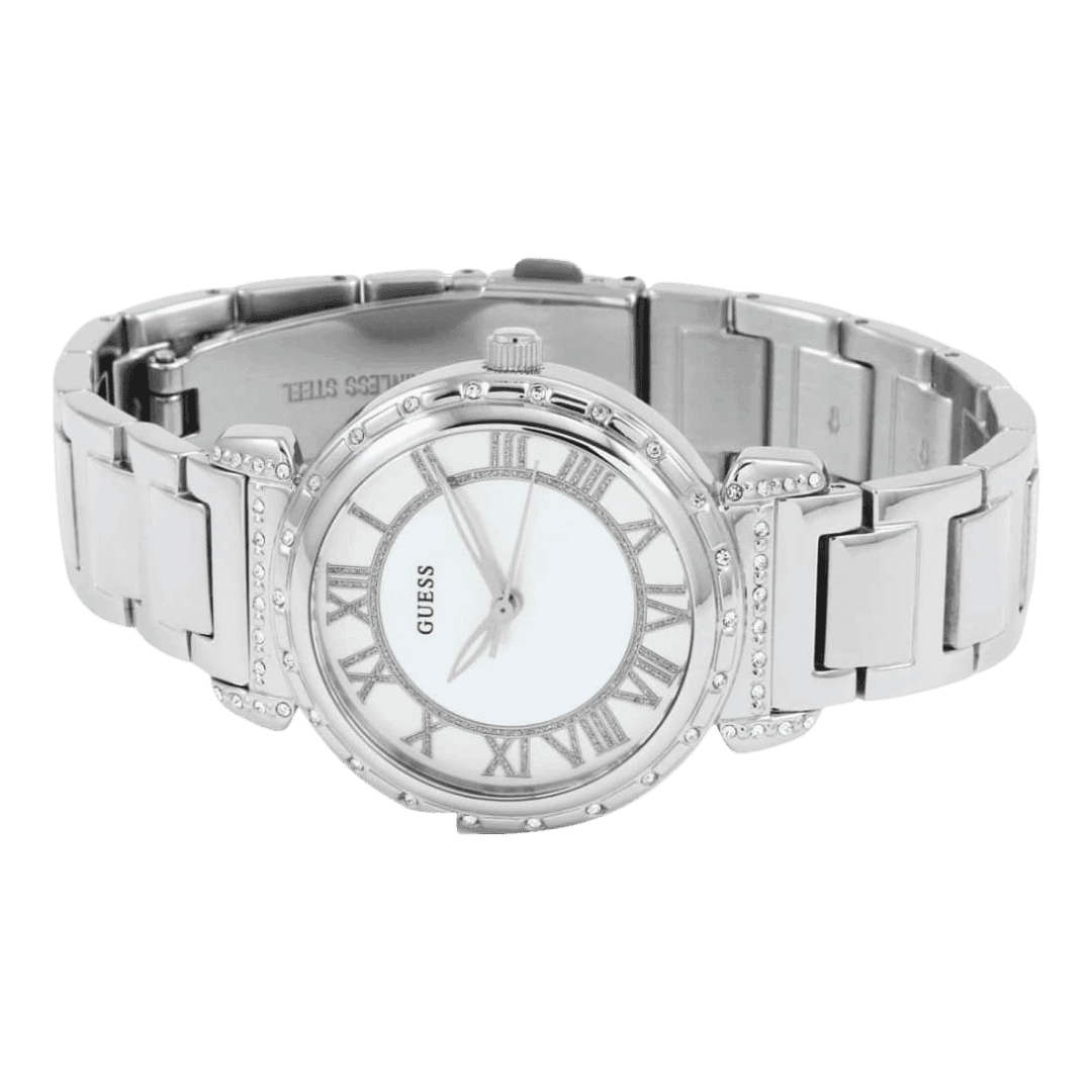 Original Guess Women's Watch W0831L1 Silver steel strap 34mm-4