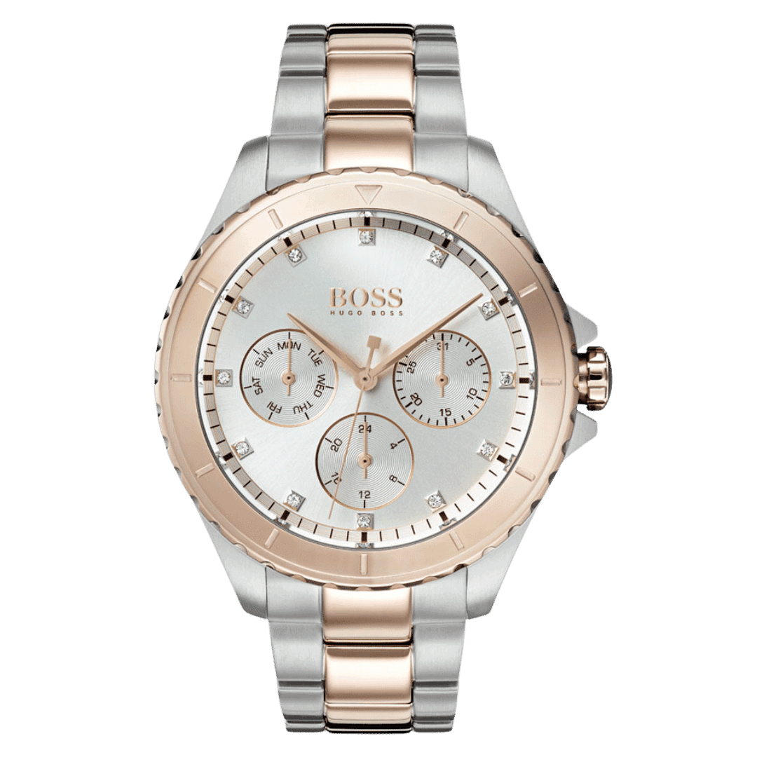 Original Hugo Boss Ladies Silver:Rose Gold Steel Bracelet Watch 1502446-40mm-1 Original Hugo Boss Ladies Silver:Rose Gold Steel Bracelet Watch 1502446-40mm-1