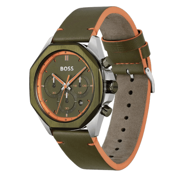 Original Hugo Boss Men Watch Cloud 1514018 Green Strap-2