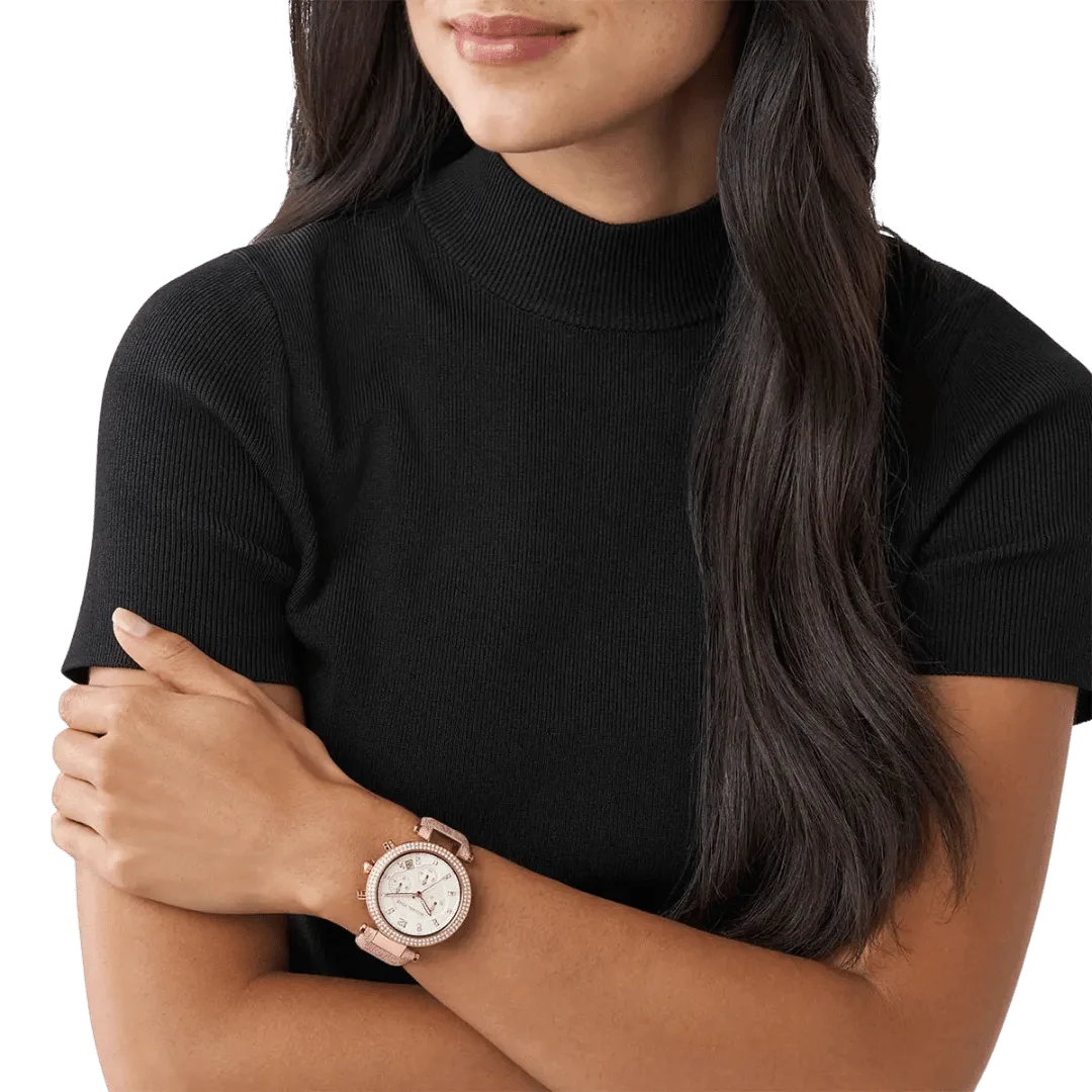 Original Michael Kors Women's Analogue Quartz Watch with Nylon Strap MK6935 Pink Strap-Water Resistant-39mm-10