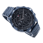 Original TOMMY HILFIGER LUCA MEN’s GREY DIAL IONIC PLATED BLUE STEEL WATCH-1710493 GREY bracelet-1