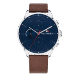 Original Tommy Hilfiger Analogue Multifunction Quartz Watch for Men with Brown Leather Strap-1791487-1