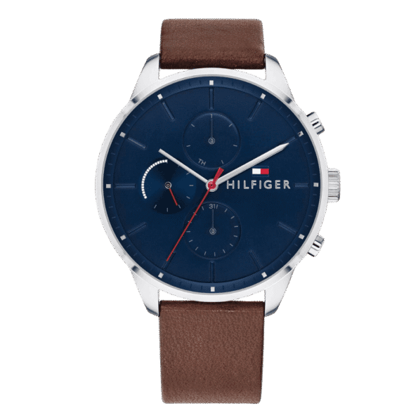 Original Tommy Hilfiger Analogue Multifunction Quartz Watch for Men with Brown Leather Strap-1791487-1