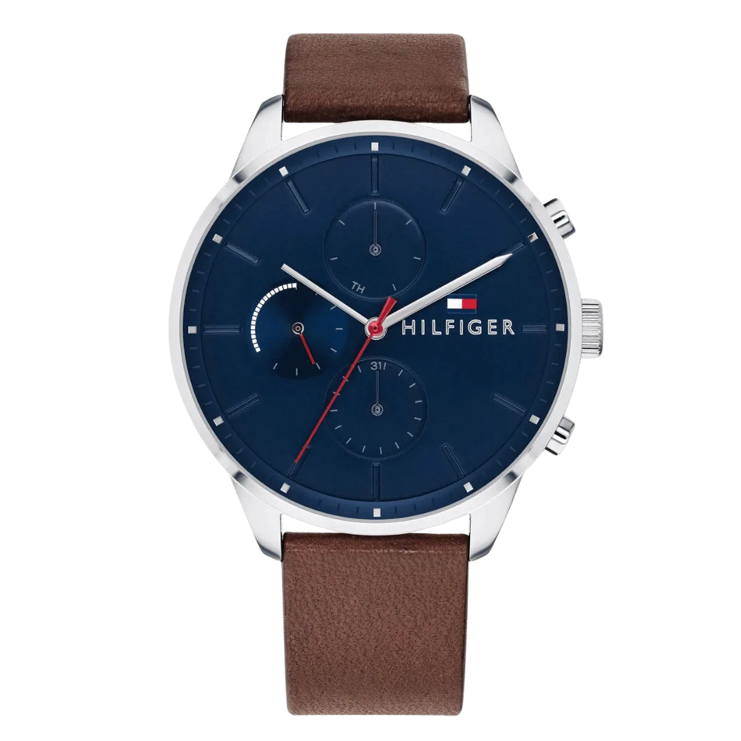 Original Tommy Hilfiger Analogue Multifunction Quartz Watch for Men with Brown Leather Strap-1791487-1 Original Tommy Hilfiger Analogue Multifunction Quartz Watch for Men with Brown Leather Strap-1791487-1