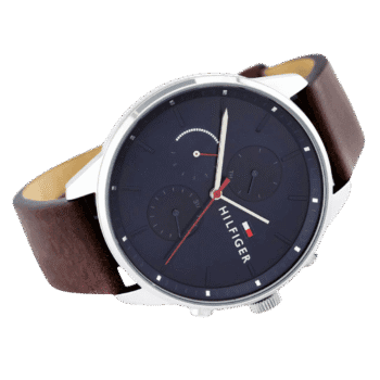 Original Tommy Hilfiger Analogue Multifunction Quartz Watch for Men with Brown Leather Strap-1791487-2