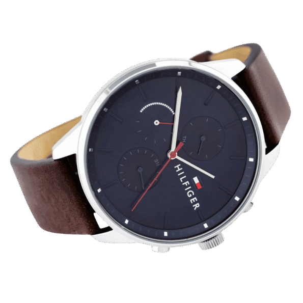 Original Tommy Hilfiger Analogue Multifunction Quartz Watch for Men with Brown Leather Strap-1791487-2