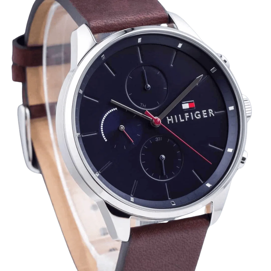 Original Tommy Hilfiger Analogue Multifunction Quartz Watch for Men with Brown Leather Strap-1791487-6 Original Tommy Hilfiger Analogue Multifunction Quartz Watch for Men with Brown Leather Strap-1791487-6