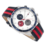 Original Tommy Hilfiger Analogue Multifunction Quartz Watch for Men with Red and Blue Nylon Strap-1792035-1