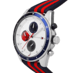 Original Tommy Hilfiger Analogue Multifunction Quartz Watch for Men with Red and Blue Nylon Strap-1792035-1