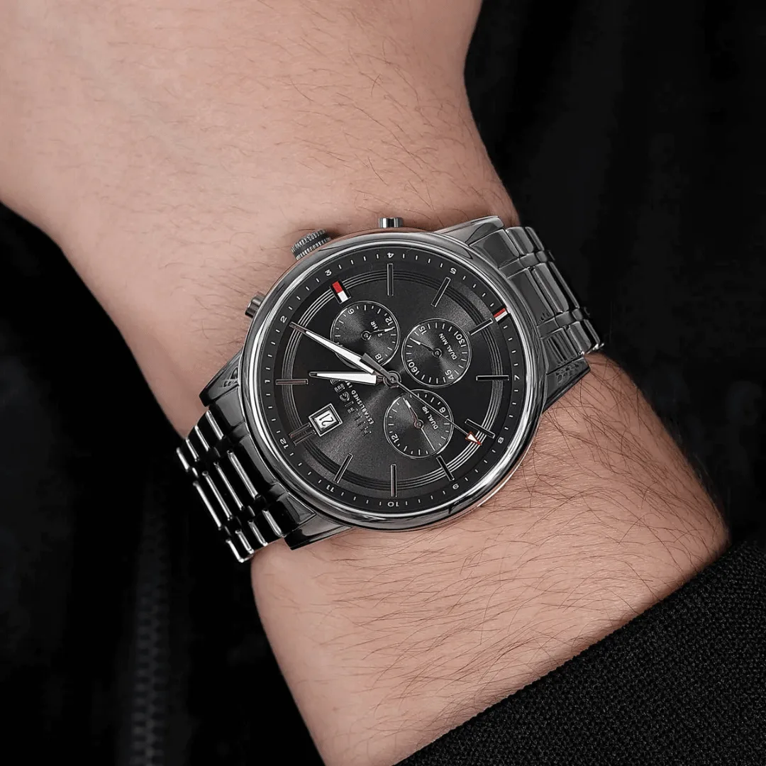 Original Tommy Hilfiger Analogue Multifunction Quartz Watch for Men with Silver Stainless Steel Bracelet-1791632-14 Original Tommy Hilfiger Analogue Multifunction Quartz Watch for Men with Silver Stainless Steel Bracelet-1791632-14