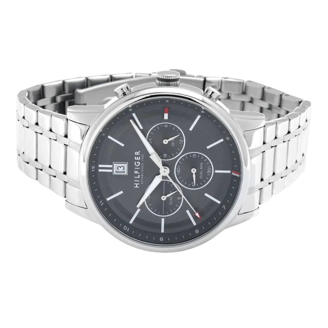 Original Tommy Hilfiger Analogue Multifunction Quartz Watch for Men with Silver Stainless Steel Bracelet-1791632-3 Original Tommy Hilfiger Analogue Multifunction Quartz Watch for Men with Silver Stainless Steel Bracelet-1791632-3