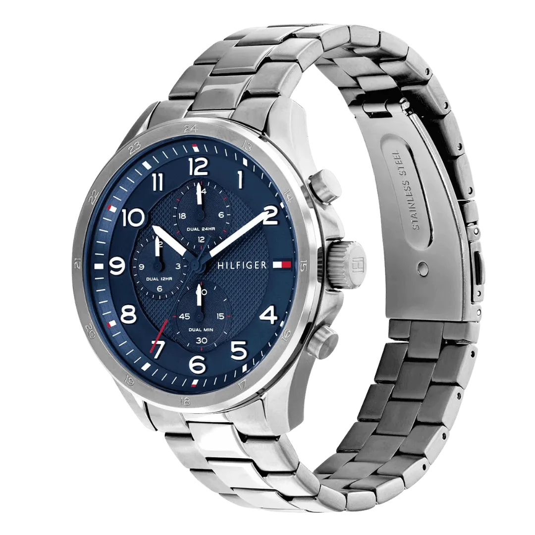 Original Tommy Hilfiger Analogue Multifunction Quartz Watch for Men with Silver Stainless Steel Bracelet-1792007-2 Original Tommy Hilfiger Analogue Multifunction Quartz Watch for Men with Silver Stainless Steel Bracelet-1792007-2
