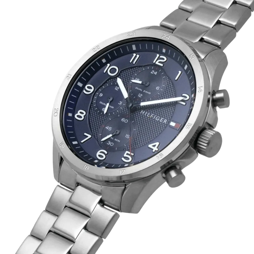 Original Tommy Hilfiger Analogue Multifunction Quartz Watch for Men with Silver Stainless Steel Bracelet-1792007-4 Original Tommy Hilfiger Analogue Multifunction Quartz Watch for Men with Silver Stainless Steel Bracelet-1792007-4