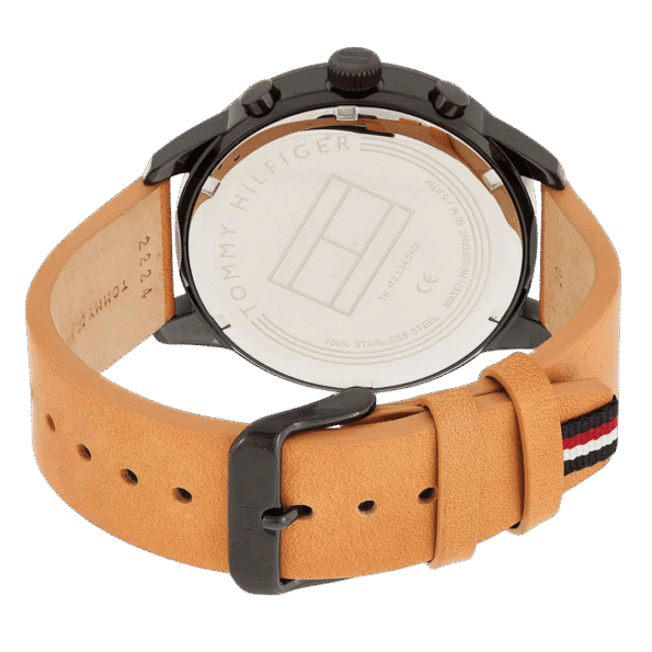 Original Tommy Hilfiger Analogue Multifunction Quartz Watch for men with Brown Leather strap-1791486-3