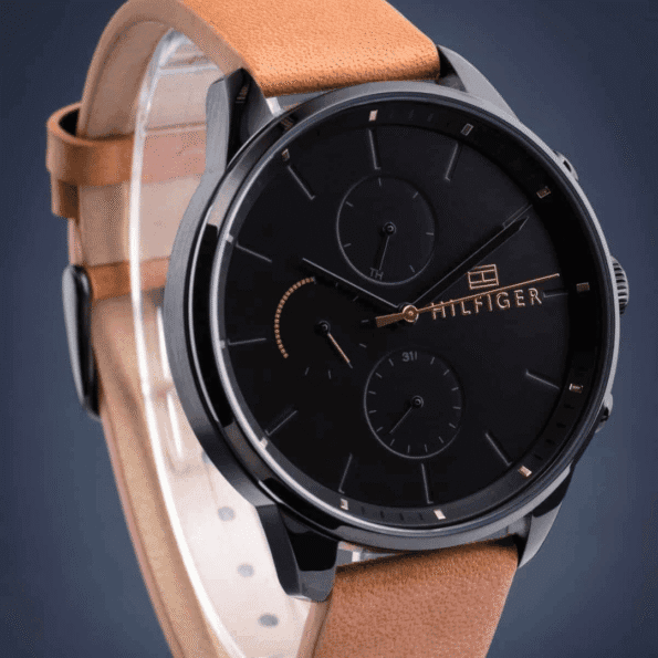 Original Tommy Hilfiger Analogue Multifunction Quartz Watch for men with Brown Leather strap-1791486-6