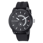Original Tommy Hilfiger Denim Men’s Black Dial Silicone Band Watch Black-1791483-44mm-1