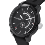 Original Tommy Hilfiger Denim Men’s Black Dial Silicone Band Watch Black-1791483-44mm-1