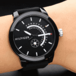 Original Tommy Hilfiger Denim Men’s Black Dial Silicone Band Watch Black-1791483-44mm-1