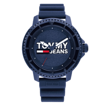 Original Tommy Hilfiger Men's Analog Quartz Watch with Blue Silicone Strap 1792000-45mm-1