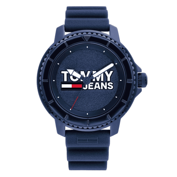 Original Tommy Hilfiger Men's Analog Quartz Watch with Blue Silicone Strap 1792000-45mm-1