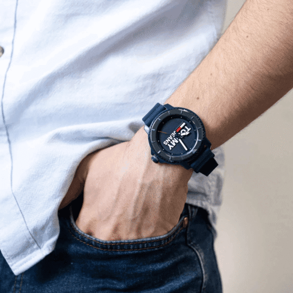 Original Tommy Hilfiger Men's Analog Quartz Watch with Blue Silicone Strap 1792000-45mm-10