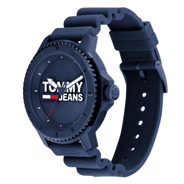 Original Tommy Hilfiger Men's Analog Quartz Watch with Blue Silicone Strap 1792000-45mm-2