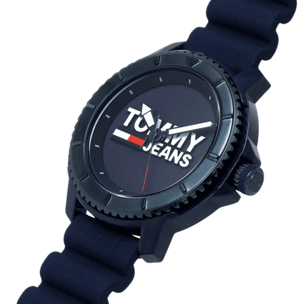 Original Tommy Hilfiger Men's Analog Quartz Watch with Blue Silicone Strap 1792000-45mm-4