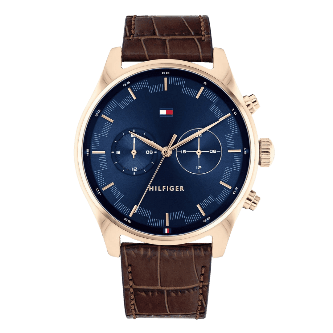 Original Tommy Hilfiger Men's Analog Quartz Watch with Leather Strap 1710423 Blue strap-1