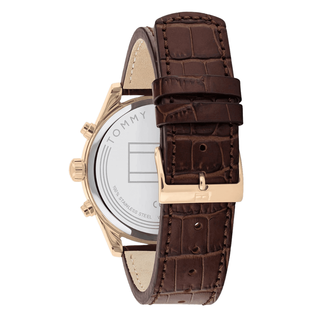 Original Tommy Hilfiger Men's Analog Quartz Watch with Leather Strap 1710423 Blue strap-4