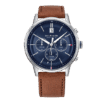 Original Tommy Hilfiger Men's Analogue Quartz Watch with Leather Strap 1791629, Blue, strap